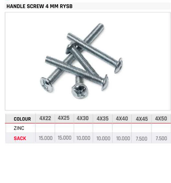 Handle Screw 4 MM RYSB Product image and table