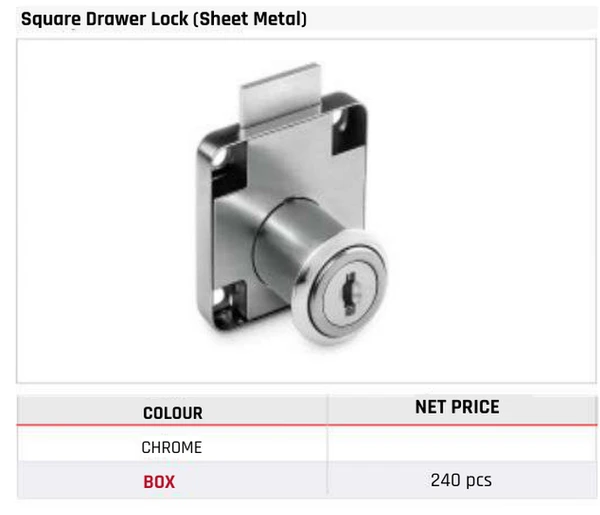 Square Drawer Lock (Sheet Metal)