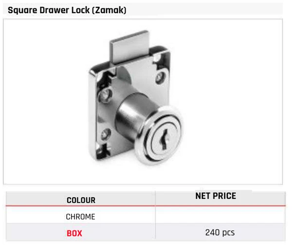 Square Drawer Lock (Zamak)