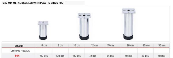 Q42 MM Metal Base Leg with Plastic Bingo Foot Product image and table