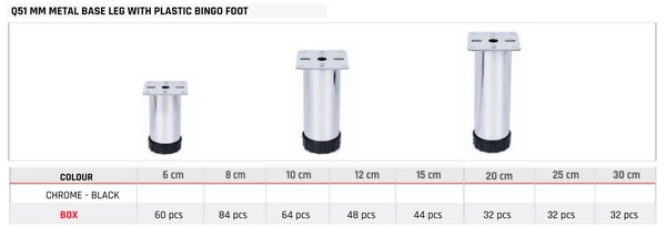 Q51 MM Metal Base Leg with Plastic Bingo Foot
