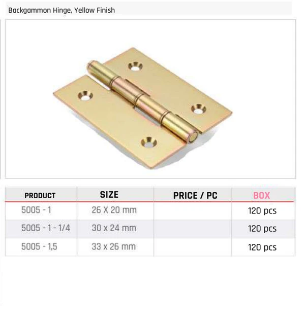 Backgammon Hinge, Yellow Finish