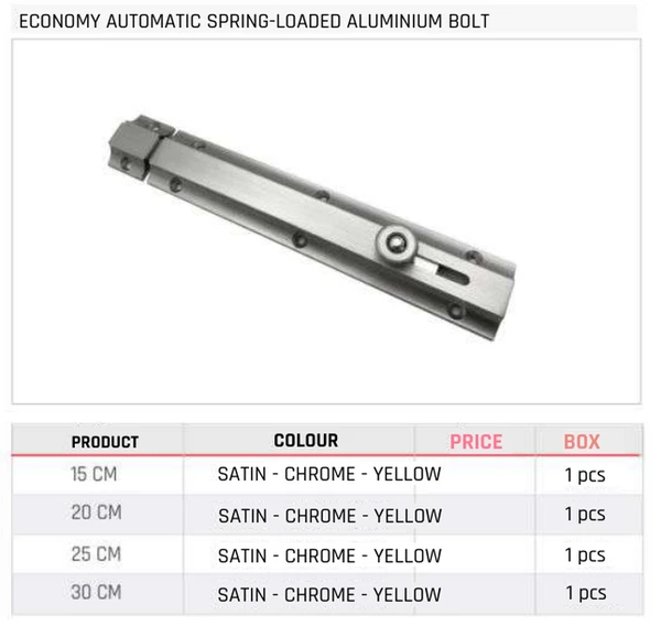 Economy Automatic Spring-Loaded Aluminium Bolt