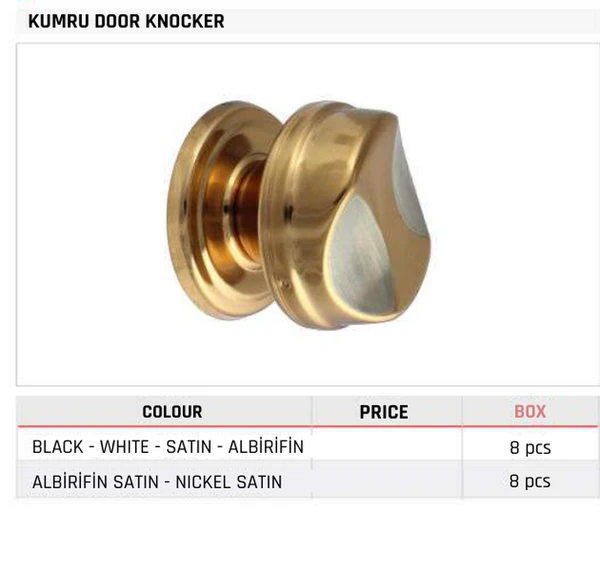 Kumru Door Knocker Product image and table