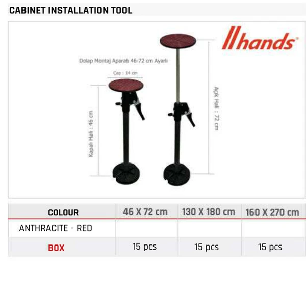Cabinet Installation Tool Product image and table
