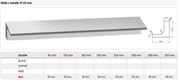 Wide L Handle 7X 23 mm