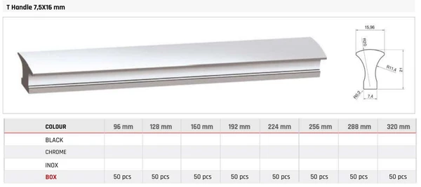 T Handle 7,5X16 mm