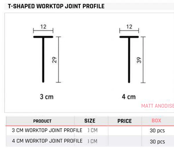 T-Shaped Worktop Joint Profile