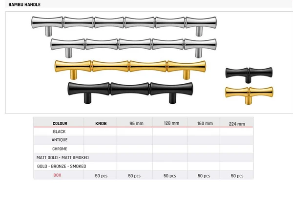 Bambu Handle Product image and table