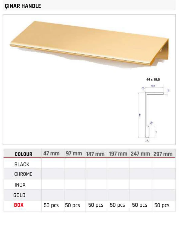 Çınar Handle Product image and table