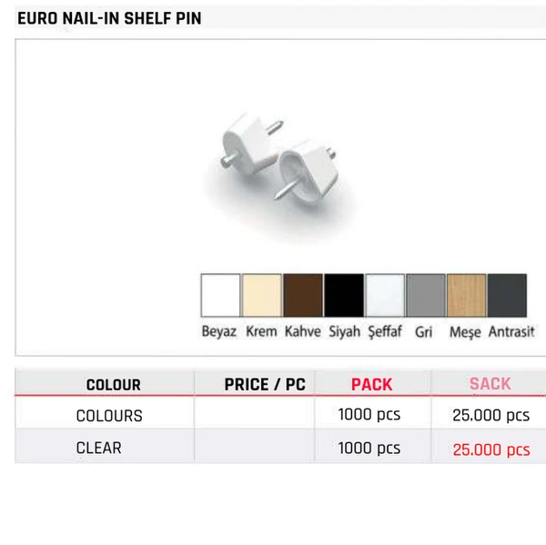 Euro Nail-In Shelf Pin