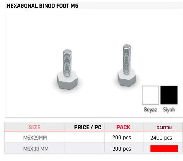 Hexagonal Bingo Foot M6