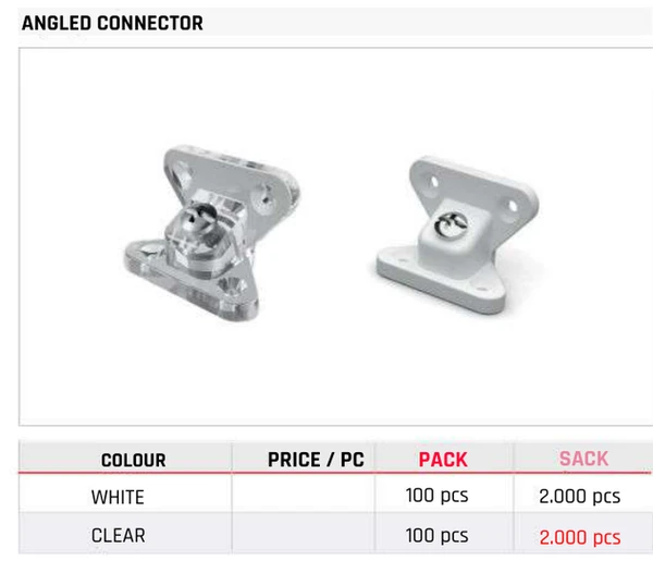 Angled Connector Product image and table