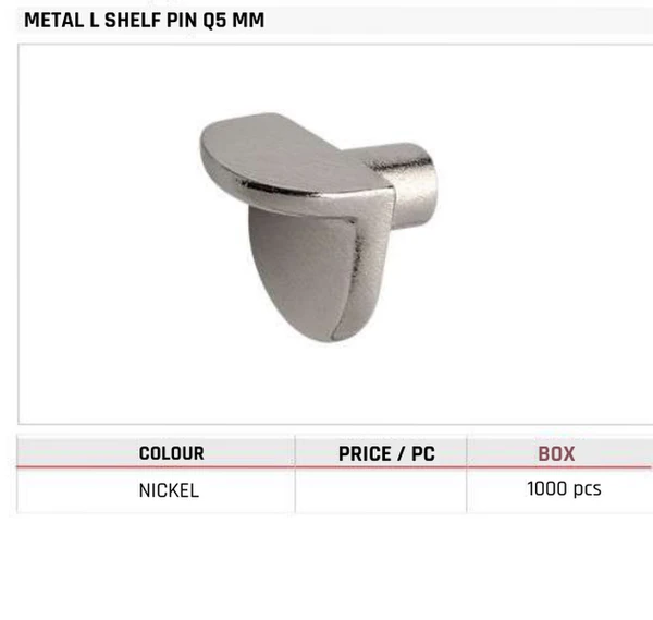 Metal L Shelf Pin Q5 MM