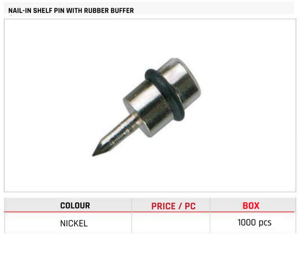 Nail-In Shelf Pin with Rubber Buffer