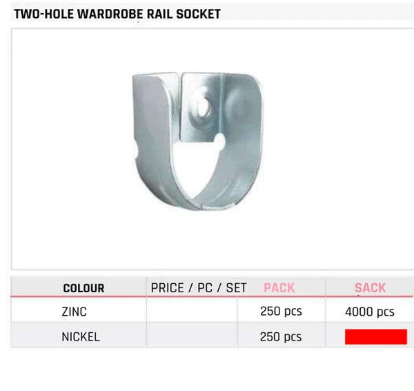 Two-Hole Wardrobe Rail Socket